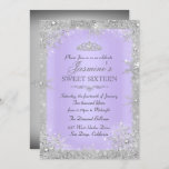 Convite Silver Winter Wonderland púrpura 16 Invite<br><div class="desc">Silver & Purple Sweet 16 Aniversário. Floco de neve bonito e design de tiara. Notem,  por favor,  que todas as imagens planas não têm joias reais!</div>