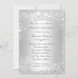 Convite Silver Winter Wonderland Sweet 16 Tiara