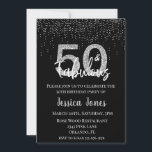 Convite SilverGlitter 50 e Fabulosa 50 Festas de aniversár<br><div class="desc">Este design foi criado através da arte digital. Pode ser personalizado na área fornecer ou personalizar escolhendo o clique para personalizar mais opções e alterando o nome, as iniciais ou as palavras. Você também pode alterar a cor e o estilo do texto ou excluir o texto de um design de...</div>