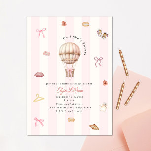 Convite Sim Ela Tem Três Aniversário Paris Francês