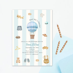 Convite Sim Ele Tem Três Aniversário Paris Francês