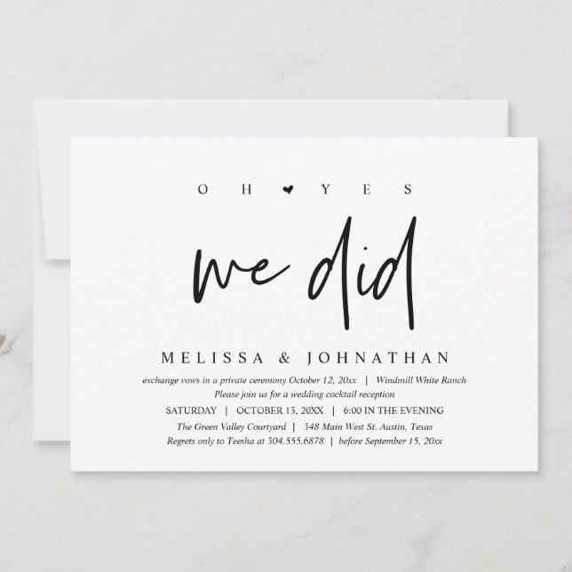 Convite Sim, fizemos, Recepção de casamento Janta Dançando (Frente)