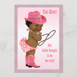Convite Sim, Haw! Pequeno Chá de fraldas de Cowgirl Étnica
