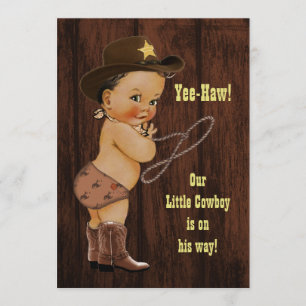 Convite Sim, Haw! Pequeno Chá de fraldas Russo do Cowboy É