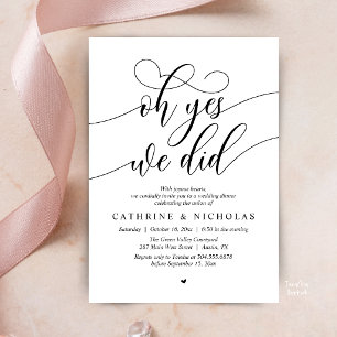 Convite Sim, Nós Fizemos, Jantar de Casamento Intimo Moder