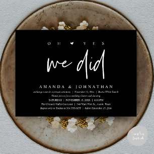 Convite Sim, Nós Fizemos, Jantar de Casamento Intimo Moder