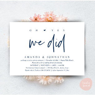 Convite Sim, Nós Fizemos, Jantar de Casamento Intimo Moder
