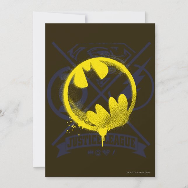 Convite Símbolo Bat Marcado na Liga da Justiça (Frente)