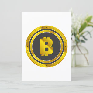 Convite Símbolo Bitcoin de Ouro Moeda Digital
