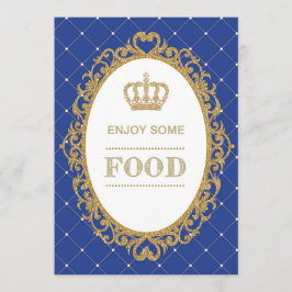 Convite Símbolo Comida Royal Blue Dourado Decor