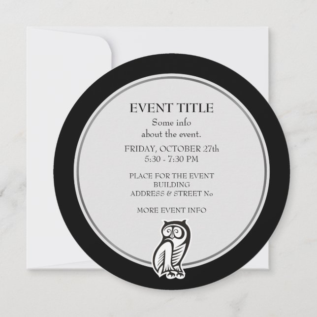 Convite Símbolo Coruja Branco (Verso)
