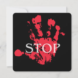 Convite Símbolo de Alerta "STOP" com Impressão de Mão Verm