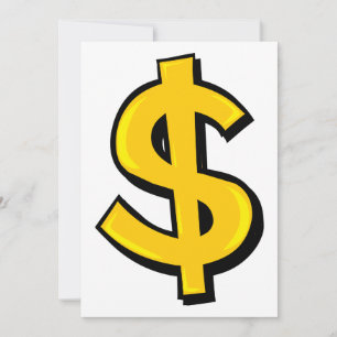Convite Símbolo de Dólar Dourado em Negrito Amarelo de Din
