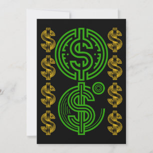 Convite Símbolo de Dólar Verde - Ícone de Dólar Dourado