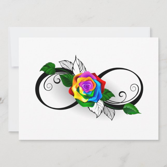 Convite Símbolo de Infinito com Rosa Arco-íris (Frente)