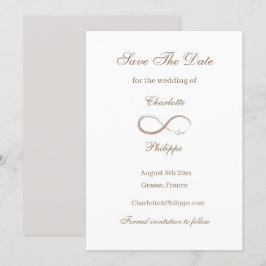 Convite Símbolo de Infinito Dourado Branco Salvar Data Cas