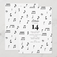 Símbolo de Notas Musicais Preto e Branco Aniversár