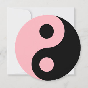 Convite Símbolo de Rosa claro e Yin Yang preto Birthday