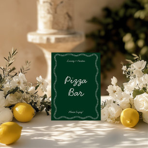 Convite Símbolo de Tabletop de Bar de Pizza de Manuscrito