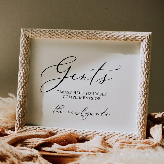 Convite Símbolo Delicado de Gents de Caligrafia Preta (Criador carregado)