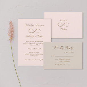 Convite Símbolo do infinito Dourado Rosa casamento RSVP