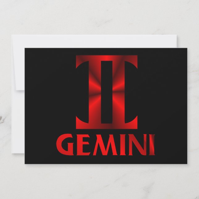 Convite Símbolo Horoscópio Vermelho Gemini (Frente)