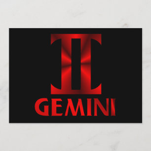Convite Símbolo Horoscópio Vermelho Gemini
