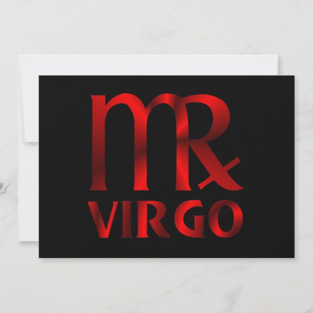Convite Símbolo Horóscopo Vermelho Virgo (Frente)