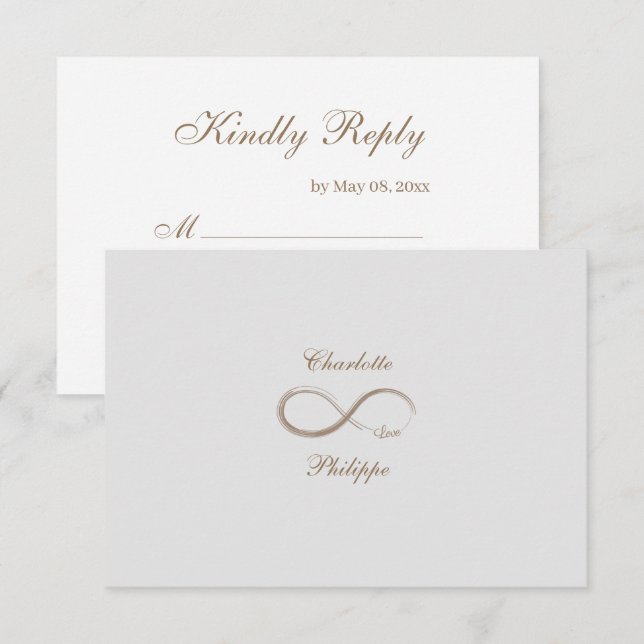 Convite Símbolo Infinito Dourado Branco Cinza Casamento RS (Frente/Verso)