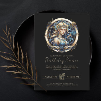 Convite Símbolo Maiden Star Clássico Azul Dourado Virgo