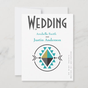 Convite Símbolo Nativo Asteca Casamento Branco