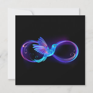 Convite Símbolo Neon Infinity com Hummingbird brilhante