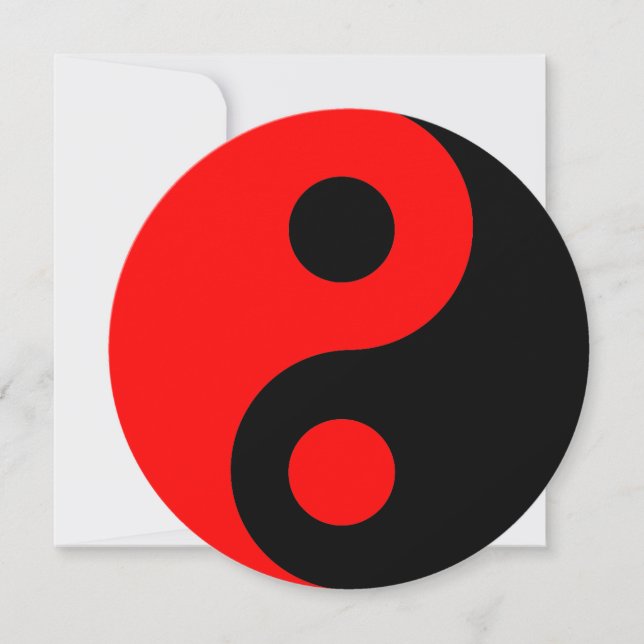Convite Símbolo Red e Black Yin Yang Aniversário (Frente)
