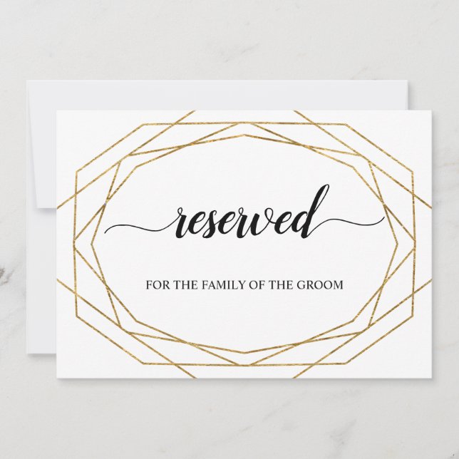 Convite Símbolo Reservado de Caligrafia Geométrica da Lite (Frente)