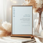 Convite Símbolo Tabletop do Bar Azul Claro Mitzvah Kippot<br><div class="desc">Mazel tov nesta ocasião especial! Torne a cerimônia do Bar do seu filho Mitzvah especial com esta tipografia minimalista azul clara e marinho com o sinal Kippah. Este sinal fornece informações sobre o que é o Kippot e instruções sobre o que fazer.</div>