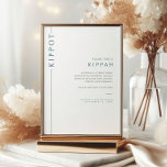 Convite Símbolo Tabletop do Bar Azul Moderno Mitzvah Kippo<br><div class="desc">Mazel tov nesta ocasião especial! Torne a cerimônia do Bar do seu filho Mitzvah especial com este sinal de Kippah. Este sinal fornece informações sobre o que é o Kippot e instruções sobre o que fazer.</div>