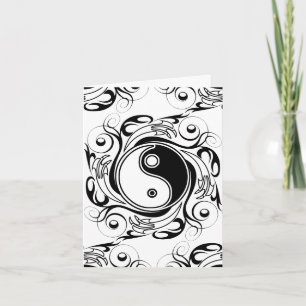 Convite Símbolo Yin & Yang Preto e Branco no Estilo de Tat