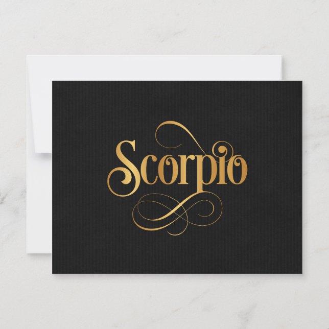 Convite Símbolo Zodiac Sinal Scorpio Suave Dourado em Pret (Verso)
