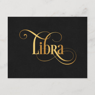 Convite Símbolo Zodíaco Sinal Libra Dourado em Preto