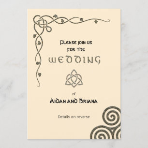 Convite Símbolos celtas e folhagem em creme