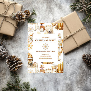 Convite Símbolos de Natal em Dourado e Branco