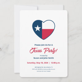 Convite Símbolos do Texas, Texas Flag, Heart