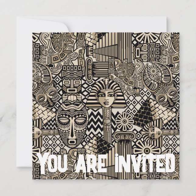 Convite Símbolos Históricos Antigos Estilo de Tatuagem (Frente)