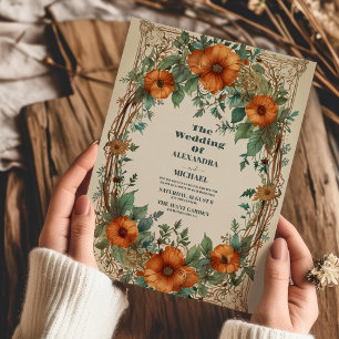 Convite Simfonia Floral de Casamento Inspirada no Art Nouv