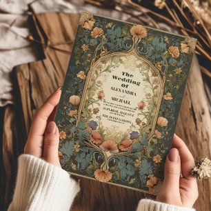 Convite Simfonia Floral de Casamento Inspirada no Art Nouv