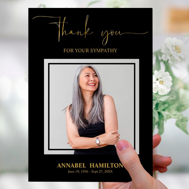 Convite Simpatia de Script Dourado Clássico Obrigado Foto (Criador carregado)