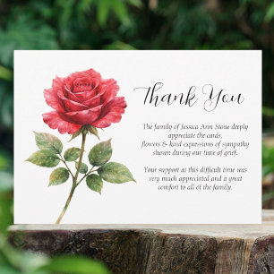 Convite Simpatia Rosa Vermelha Floral Funeral Obrigado