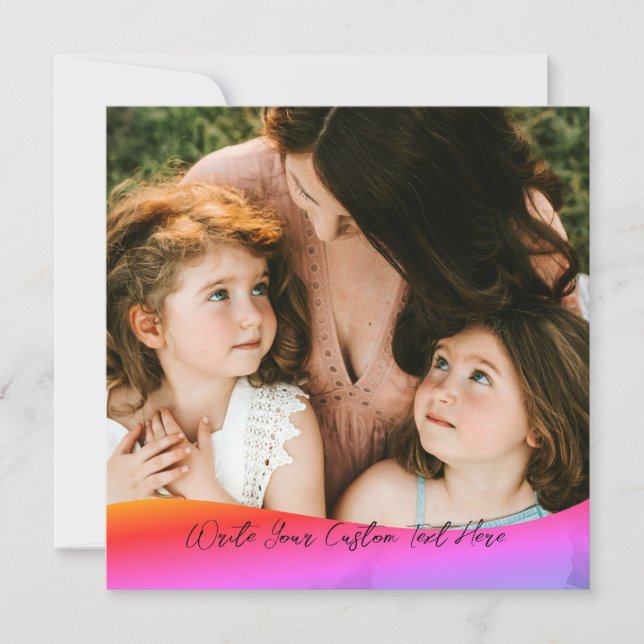 Convite Simple 1 Photo Full Coverage - Script Text Overlay (Frente)