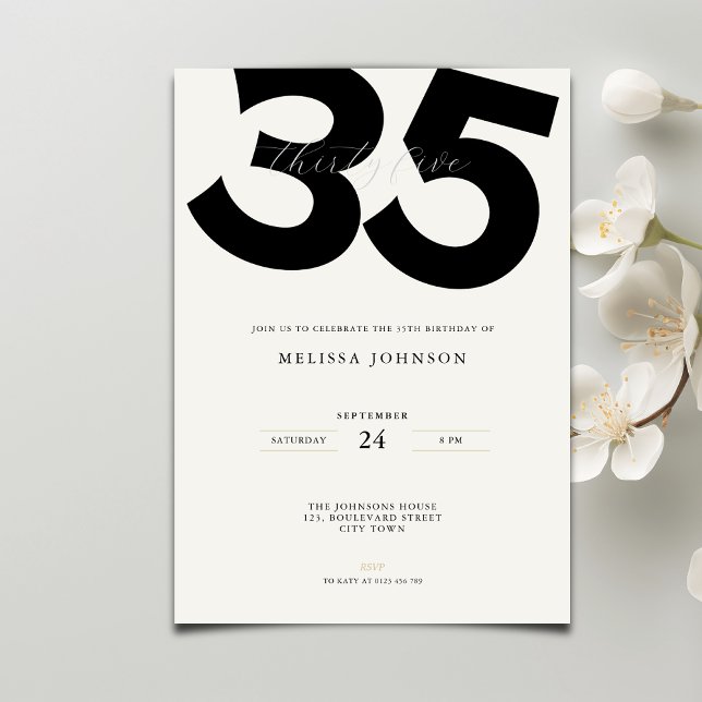 Convite Simple 35th Birthday Invitation: Minimal Style (Criador carregado)