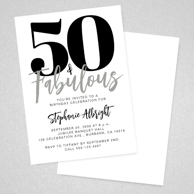 Convite Simple 50 and Fabulous Script 50th Birthday Party (Criador carregado)